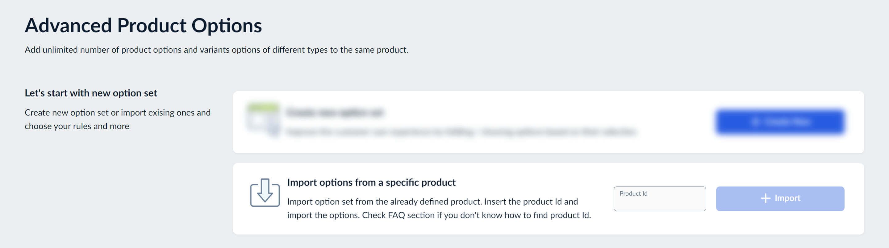 Create option set by importing options from an existing product