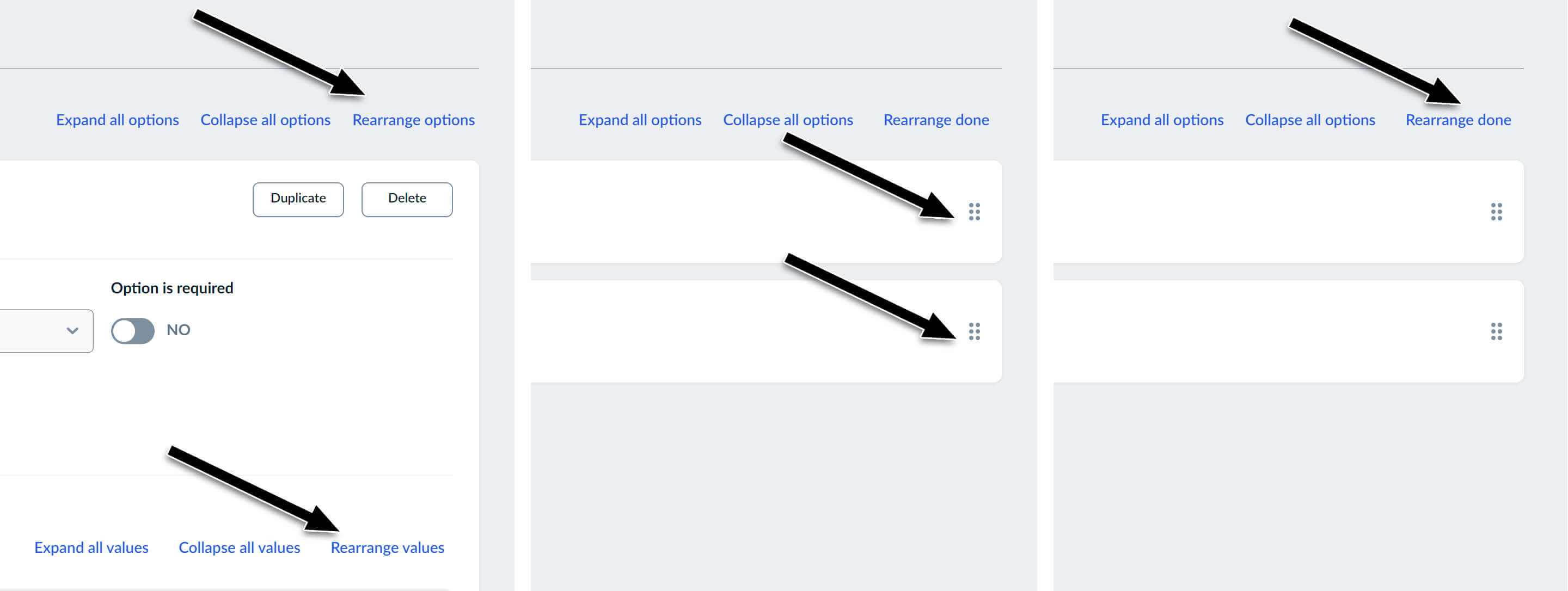Product Option rearrange