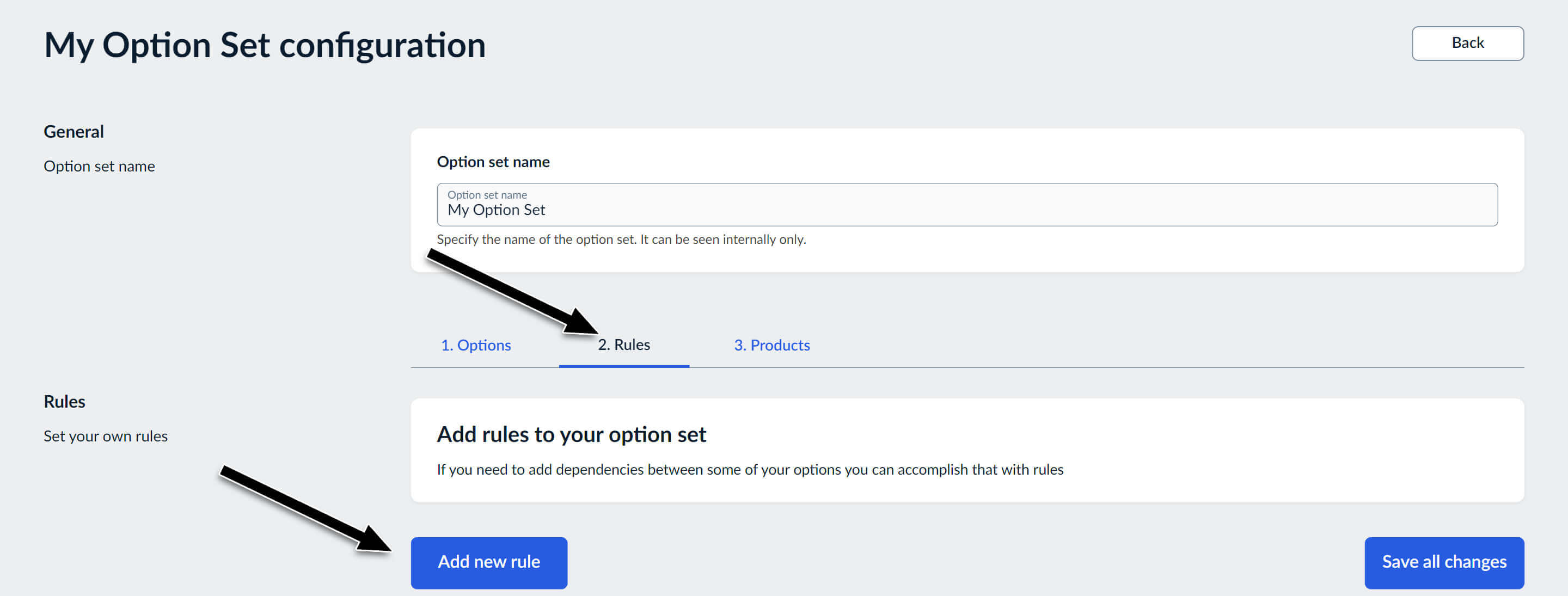 Product Option rules