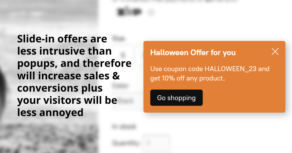Ecwid Slide-in offers & promotions
